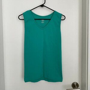 Cotton Sleeveless V-Neck Tank Top Denver Hayes Green Size L